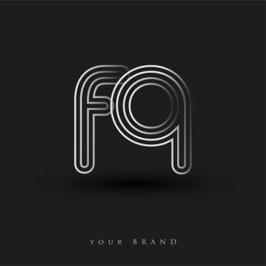 İlk logo FQ çizgili kompozisyon ve küçük harf, Vector logo şablonu elemanları iş veya şirket kimliğiniz için siyah beyaz.