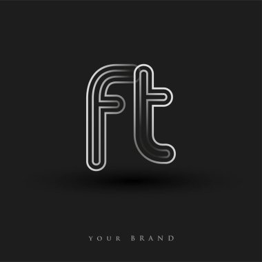 Başlangıçta FT logosu çizgili kompozisyon ve küçük harf, Vector logo tasarım şablonu elemanları şirketiniz ya da şirket kimliğiniz için siyah-beyaza boyandı.