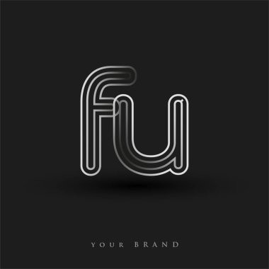 İlk logo FU renkli siyah beyaz çizgili kompozisyon ve küçük harf, Vector logo şablonu elemanları iş veya şirket kimliğiniz için.