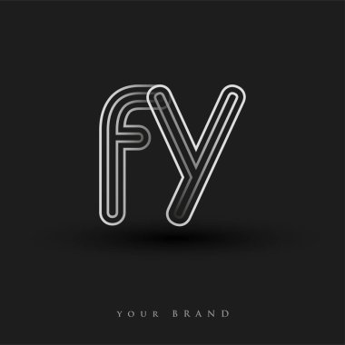 İlk logo FY renkli siyah beyaz çizgili kompozisyon ve küçük harf, Vector logo şablonu elemanları iş veya şirket kimliğiniz için.