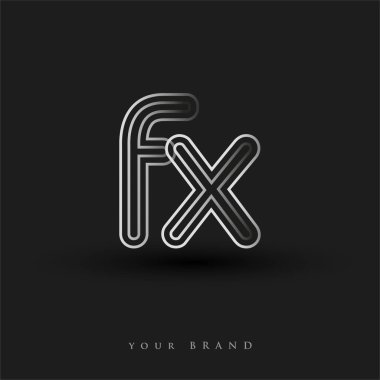 İlk logo FX renkli siyah beyaz çizgili kompozisyon ve küçük harf, Vector logo şablon elemanları iş veya şirket kimliğiniz için.