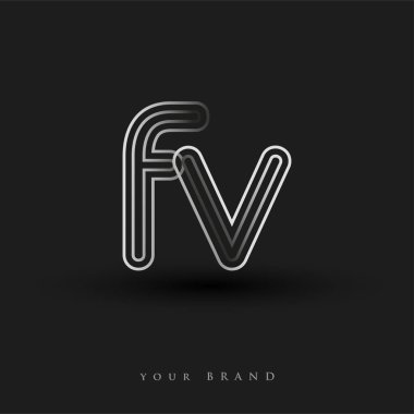 Başlangıçta FV logosu çizgili kompozisyon ve küçük harf, Vector logo tasarım şablonu elemanları şirketiniz veya şirket kimliğiniz için siyah ve beyazdır.