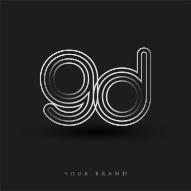 Başlangıçta GD logosu çizgili kompozisyon ve küçük harf, Vector logo tasarım şablonu elemanları şirketiniz veya şirket kimliğiniz için siyah ve beyazdır.