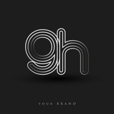 İlk logo GH renkli siyah ve beyaz çizgili kompozisyon ve küçük harf, Vector logo şablon elemanları iş veya şirket kimliğiniz için.