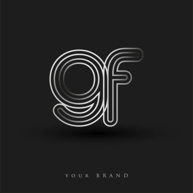 Başlangıçta GF logosu çizgili kompozisyon ve küçük harf, Vector logo tasarım şablonu elemanları şirketiniz veya şirket kimliğiniz için siyah ve beyaza boyandı.