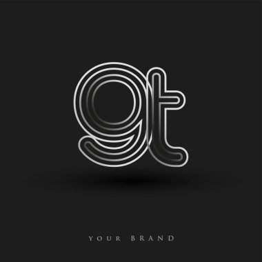 Başlangıçta GT logosu çizgili kompozisyon ve küçük harf, Vector logo tasarım şablonu elemanları şirketiniz veya şirket kimliğiniz için siyah ve beyaza boyandı.