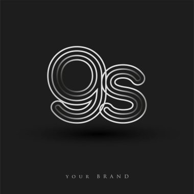 İlk logo GS çizgili kompozisyon ve küçük logo, Vector logo şablonu elementleri iş veya şirket kimliğiniz için siyah beyaz.