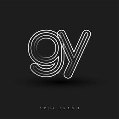 Başlangıçta GY renkli siyah beyaz logo çizgili kompozisyon ve küçük harf, Vector logo şablon elemanları iş veya şirket kimliğiniz için.