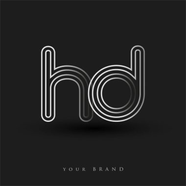 Başlangıçta HD logosu çizgili kompozisyon ve küçük harf, Vector logo tasarım şablonu elemanları şirketiniz veya şirket kimliğiniz için siyah ve beyazdır.