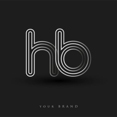 Başlangıçta HB logosu çizgili kompozisyon ve küçük harf, Vector logo tasarım şablonu elemanları şirketiniz veya şirket kimliğiniz için siyah beyaz renkteydi.