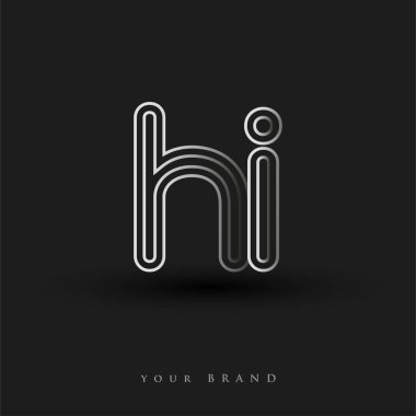 İlk logo HI siyah beyaz çizgili kompozisyon ve küçük harf, Vector logo şablon elemanları şirketiniz veya şirket kimliğiniz için.