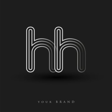 İlk logo HH renkli siyah-beyaz çizgili kompozisyon ve küçük harf, Vector logo şablon elemanları iş veya şirket kimliğiniz için.