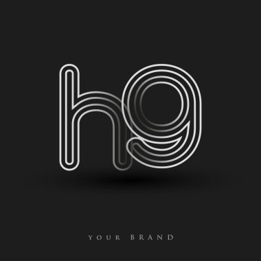 Başlangıçta HG logosu çizgili kompozisyon ve küçük harf, Vector logo tasarım şablonu elemanları şirketiniz veya şirket kimliğiniz için siyah ve beyaza boyandı.