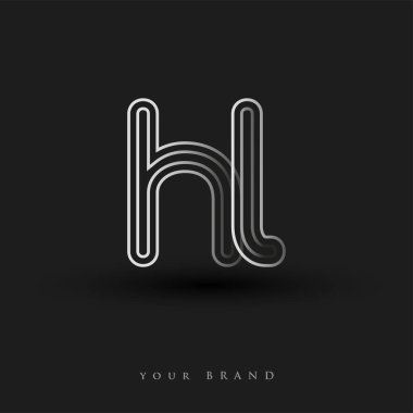 İlk logo çizgili kompozisyon ve küçük logo, Vector logo tasarım elemanları şirketiniz veya şirket kimliğiniz için siyah beyaz.