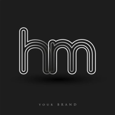Başlangıçta HM logosu çizgili kompozisyon ve küçük harf, Vector logo şablon elemanları şirketiniz veya şirket kimliğiniz için siyah-beyaz renklendirilmiş.