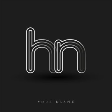 İlk logo HN renkli siyah-beyaz çizgili kompozisyon ve küçük harf, Vector logo şablon elemanları iş veya şirket kimliğiniz için.