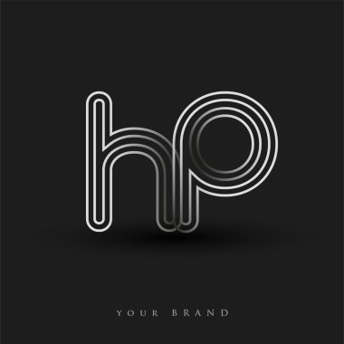Başlangıçta HP logosu çizgili kompozisyon ve küçük harf, Vector logo tasarım şablonu elemanları şirketiniz veya şirket kimliğiniz için siyah ve beyazdır.