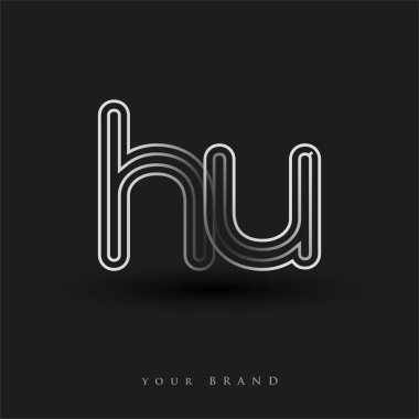 İlk logo HU renkli siyah beyaz çizgili kompozisyon ve küçük harf, Vector logo şablon elemanları iş veya şirket kimliğiniz için.