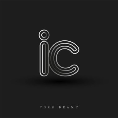 Başlangıçta IC logosu çizgili kompozisyon ve küçük harf, Vector logo şablonu elemanları şirketiniz veya şirket kimliğiniz için siyah ve beyazdı.