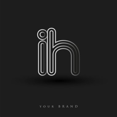 İlk logo IH renkli siyah beyaz çizgili kompozisyon ve küçük harf, Vector logo şablon elemanları işletmeniz veya şirket kimliğiniz için.