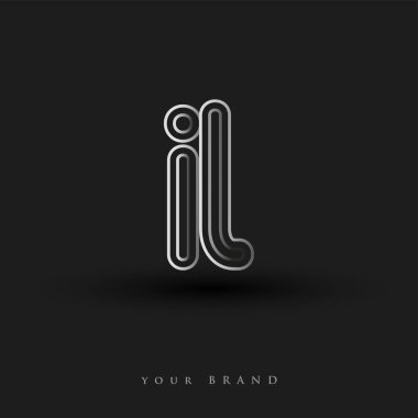 Başlangıçta IL logosu çizgili kompozisyon ve küçük harf, Vector logo şablonu elemanları şirketiniz veya şirket kimliğiniz için siyah ve beyaza boyandı.