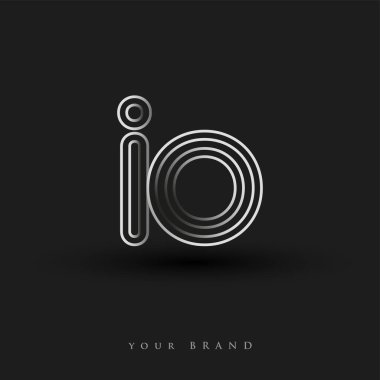 Başlangıçta logo IO renkli siyah-beyaz çizgili kompozisyon ve küçük harf, Vector logo şablon elemanları iş veya şirket kimliğiniz için.