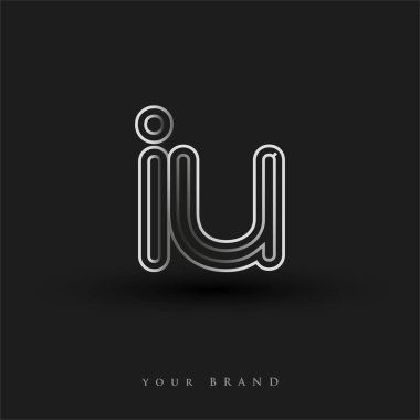 İlk logo IU renkli siyah-beyaz çizgili kompozisyon ve küçük harf, Vector logo şablon elemanları iş veya şirket kimliğiniz için.