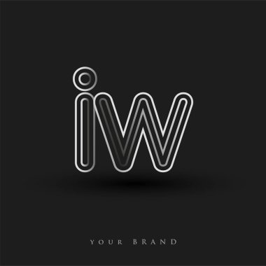 Başlangıçta IW logosu çizgili kompozisyon ve küçük harf, Vector logo tasarım şablonu elemanları şirketiniz veya şirket kimliğiniz için siyah ve beyazdı.