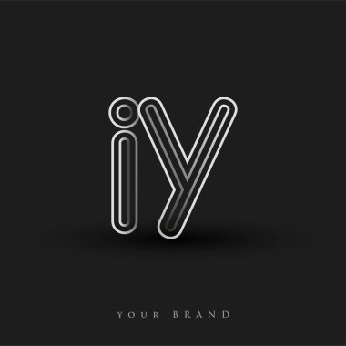 Başlangıçta logo IY renkli siyah beyaz çizgili kompozisyon ve küçük harf, Vector logo şablon elemanları iş veya şirket kimliğiniz için.