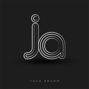İlk logo JA renkli siyah beyaz çizgili kompozisyon ve küçük harf, Vector logo şablonu elemanları iş veya şirket kimliğiniz için.