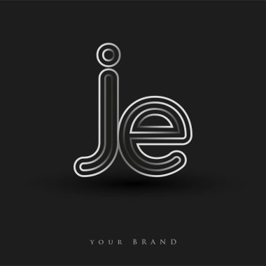 İlk logo JE renkli siyah beyaz çizgili kompozisyon ve küçük harf, Vector logo şablonu elemanları iş veya şirket kimliğiniz için.