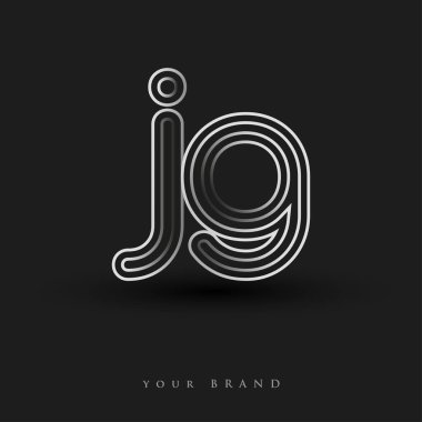 Başlangıçta JG logosu çizgili kompozisyon ve küçük harf, Vector logo şablonu elemanları şirketiniz veya şirket kimliğiniz için siyah beyaz renkteydi.