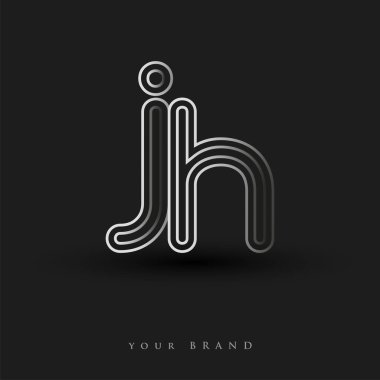 Başlangıçta JH logosu çizgili kompozisyon ve küçük harf, Vector logo şablonu elemanları şirketiniz veya şirket kimliğiniz için siyah beyaz renkteydi.