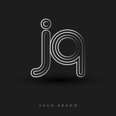 İlk logo JQ çizgili kompozisyon ve küçük harf, Vector logo şablon elemanları iş veya şirket kimliği için siyah beyaz.