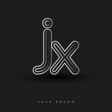 Başlangıçta JX logosu çizgili kompozisyon ve küçük harf, Vector logo şablonu elemanları şirketiniz veya şirket kimliğiniz için siyah beyaz renkteydi.