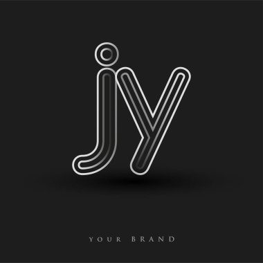 İlk logo çizgili kompozisyon ve küçük harf, Vector logo şablonu elemanları şirketiniz veya şirket kimliğiniz için siyah-beyaz.