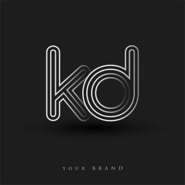 Başlangıçta KD logosu çizgili kompozisyon ve küçük harf, Vector logo tasarım şablonu elemanları şirketiniz veya şirket kimliğiniz için siyah ve beyaza boyandı.