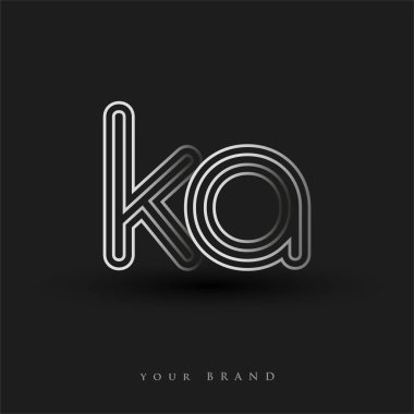 ilk logo KA renkli siyah beyaz çizgili kompozisyon ve küçük harf, Vector logo şablonu elemanları iş veya şirket kimliğiniz için.