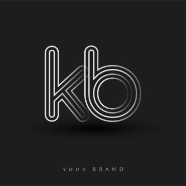 Başlangıçta KB logosu çizgili kompozisyon ve küçük harf, Vector logo şablonu elemanları şirketiniz veya şirket kimliğiniz için siyah beyaz renkteydi.