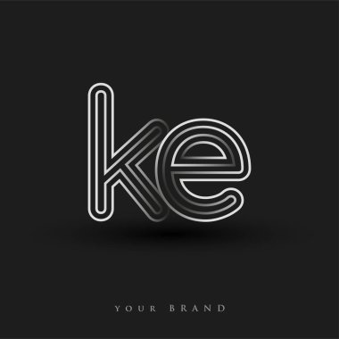 ilk logo KE renkli siyah beyaz çizgili kompozisyon ve küçük harf, Vector logo şablon elemanları işletmeniz veya şirket kimliğiniz için.