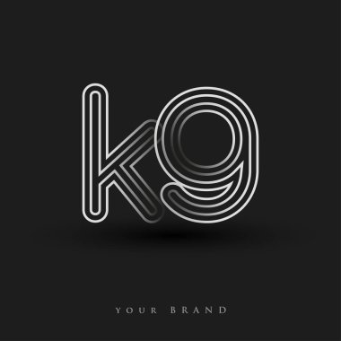 İlk logo KG çizgili kompozisyon ve küçük harf, Vector logo şablonu elemanları şirketiniz veya şirket kimliğiniz için siyah beyaz.