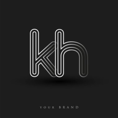 Başlangıçta KH logosu çizgili kompozisyon ve küçük harf, Vector logo şablonu elemanları şirketiniz veya şirket kimliğiniz için siyah ve beyaza boyandı.