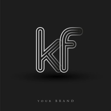 Başlangıçta KF logosu çizgili kompozisyon ve küçük harf, Vector logo şablonu elemanları şirketiniz veya şirket kimliğiniz için siyah beyaz renkteydi.