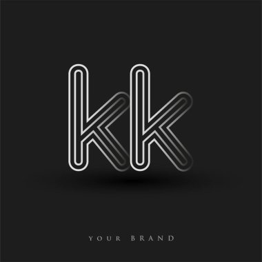 başlangıçta KK renkli siyah beyaz logo çizgili kompozisyon ve küçük harf, Vector logo şablon elemanları iş veya şirket kimliğiniz için.