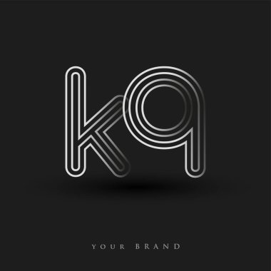İlk logo KQ çizgili kompozisyon ve küçük harf, Vector logo şablonu elemanları şirketiniz veya şirket kimliğiniz için siyah beyaz olarak renklendirildi.