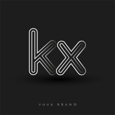 Başlangıçta KX logosu çizgili kompozisyon ve küçük harf, Vector logo şablonu elemanları şirketiniz veya şirket kimliğiniz için siyah ve beyaza boyandı.
