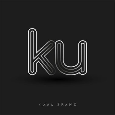 İlk logo KU çizgili kompozisyon ve küçük harf, Vector logo şablon elemanları şirketiniz veya şirket kimliğiniz için siyah beyaz.