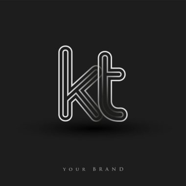 İlk logo KT çizgili kompozisyon ve küçük harf, Vector logo şablonu elemanları şirketiniz veya şirket kimliğiniz için siyah beyaz.