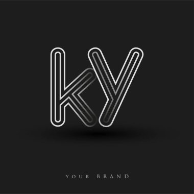 İlk logo KY renkli siyah beyaz çizgili kompozisyon ve küçük harf, Vector logo şablon elemanları iş veya şirket kimliğiniz için.
