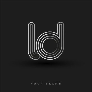 İlk logo LD renkli siyah-beyaz çizgili kompozisyon ve küçük harf, Vector logo şablon elemanları iş veya şirket kimliğiniz için.